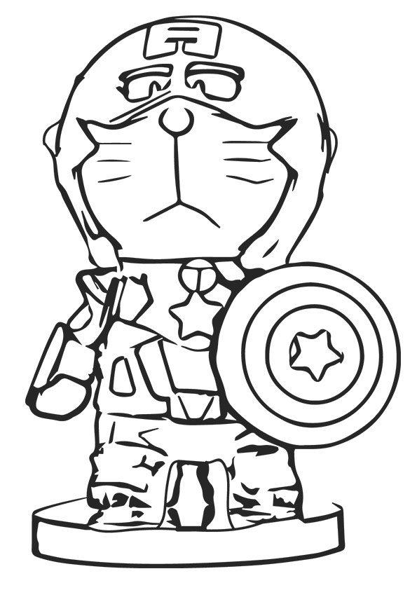 Captain America Doraemon Coloring Page - Free Printable Coloring Pages