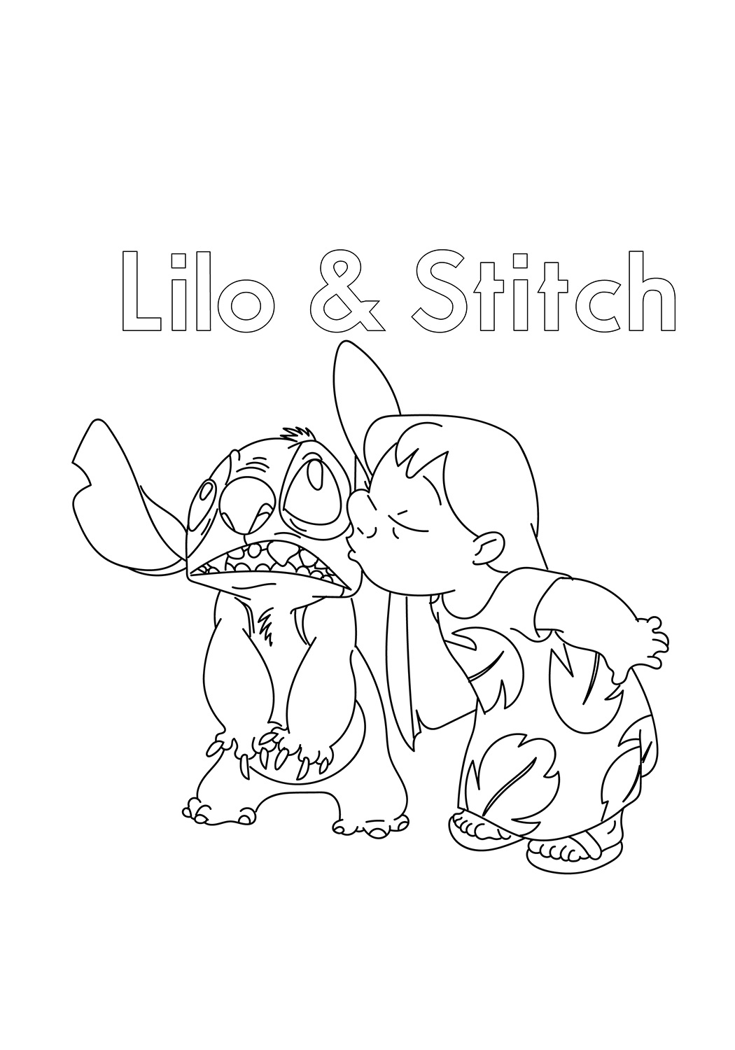 Lilo Kissing Sticth Coloring Page - Free Printable Coloring Pages for Kids