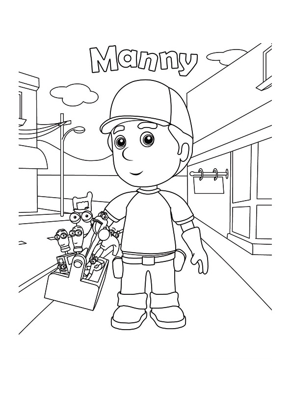 squeeze coloring page in pdf handy manny