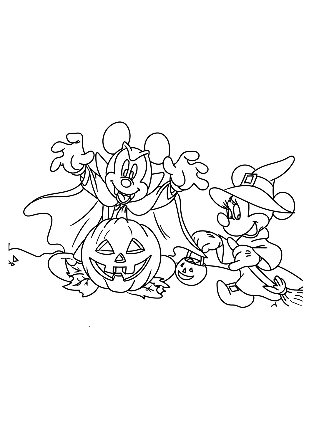 Mickey And Minnie Mouse On Halloween Coloring Page Free Printable Coloring Pages For Kids