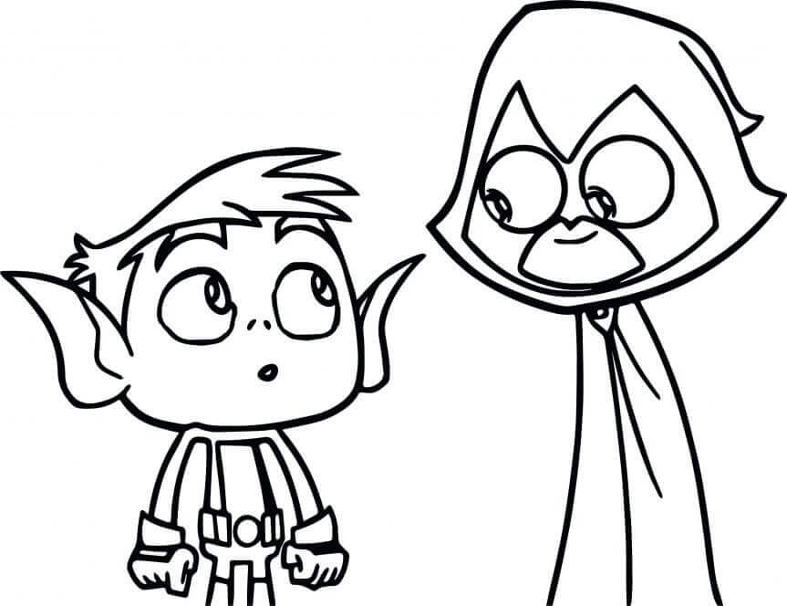 Raven And Beast Boy Coloring Page Free Printable Coloring Pages For Kids