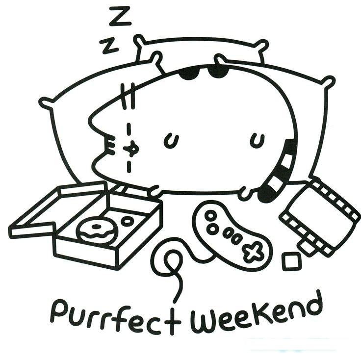 Pusheen Sleeping Coloring Page - Free Printable Coloring Pages for Kids