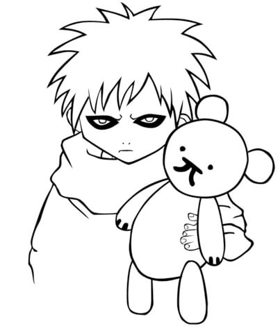 Kid Gaara holding Teddy Bear PNG Image