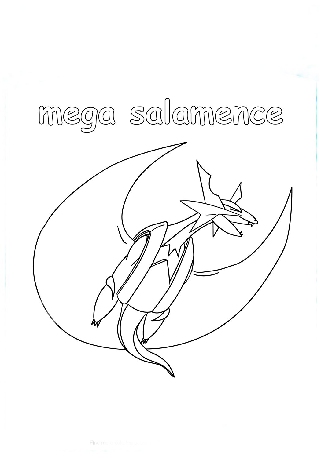 Mega Salamence Coloring Page - Free Printable Coloring Pages for Kids