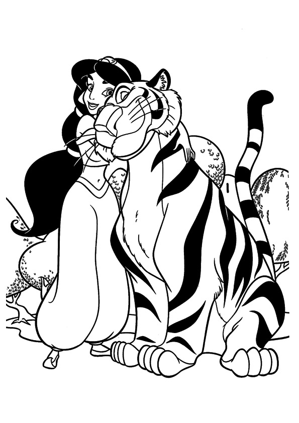 Princess Jasmine With Rajah Coloring Page Free Printable Coloring Pages For Kids