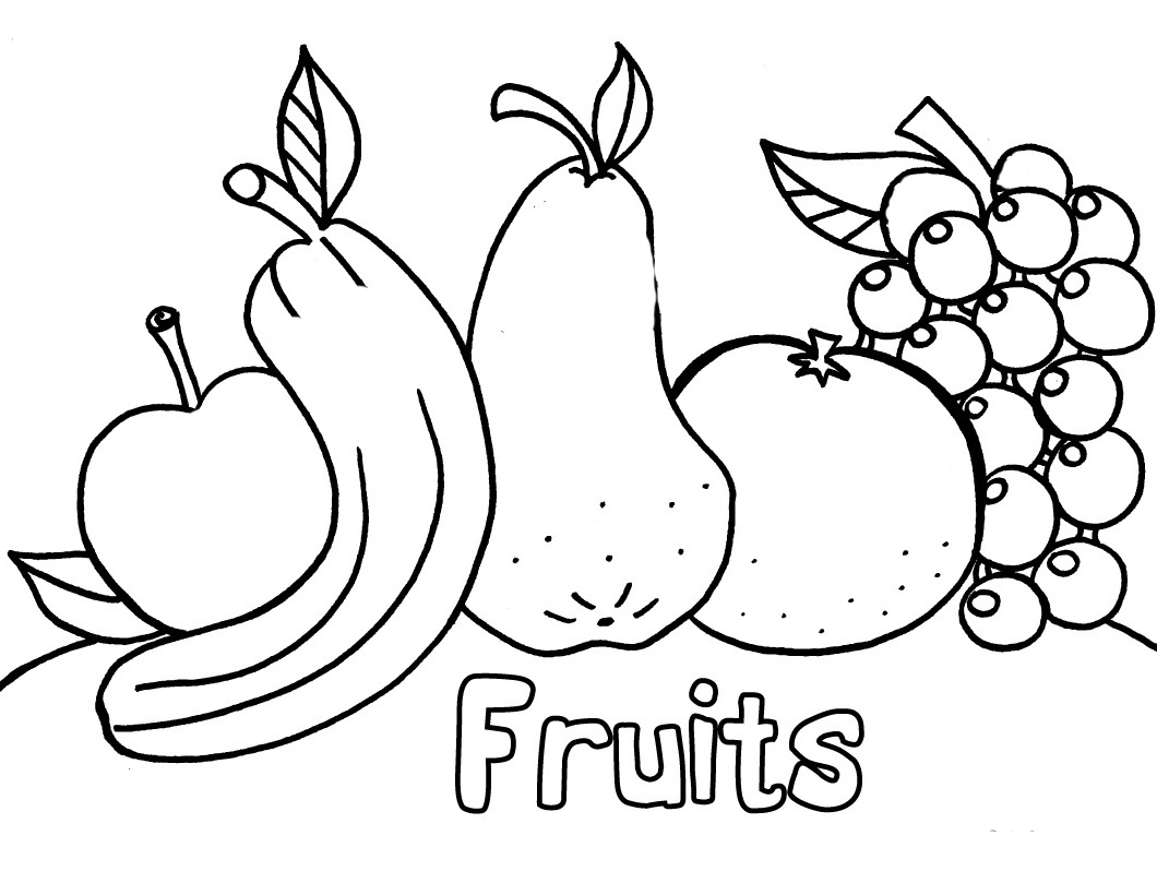 Fresh Fruits Coloring Page - Free Printable Coloring Pages for Kids