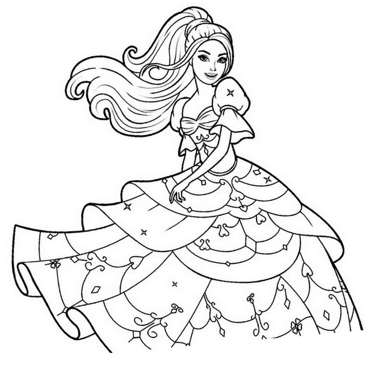 barbie princess printable coloring pages