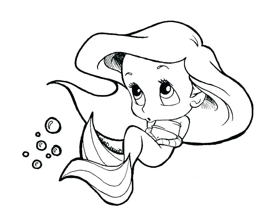 Chibi Ariel Coloring Page - Free Printable Coloring Pages for Kids