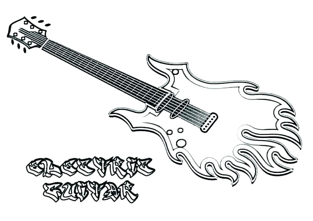 fire electric guitar coloring page  free printable coloring