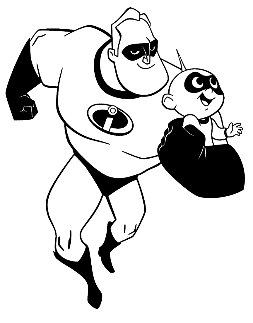 Mr. Incredible And Jack Jack Parr Coloring Page - Free Printable