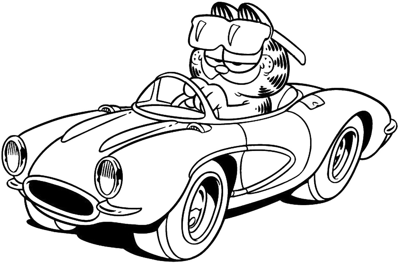 Garfield On The Car Coloring Page   Free Printable Coloring Pages ...