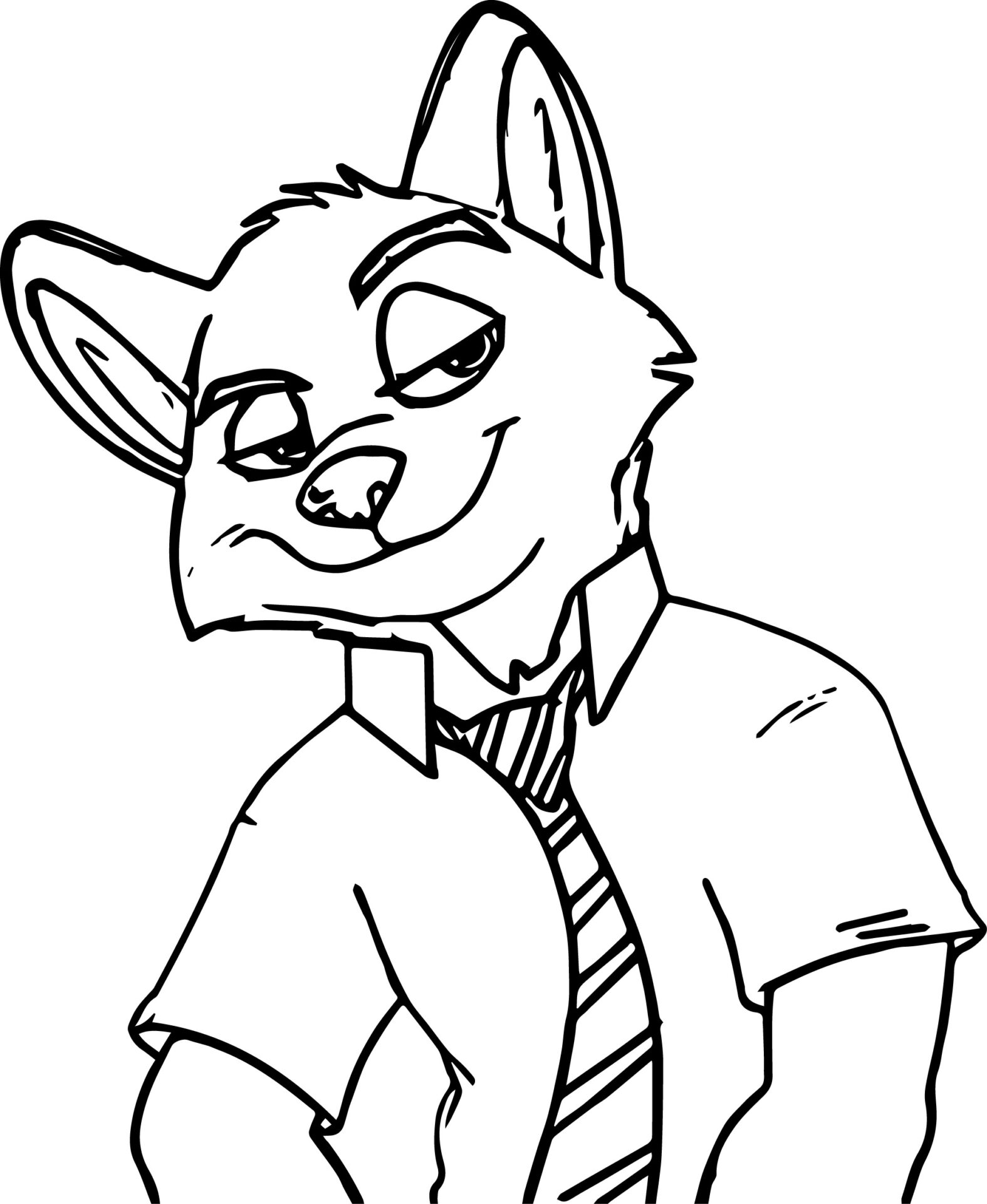 Nick Wilde Smiling Coloring Page Free Printable Coloring Pages for Kids