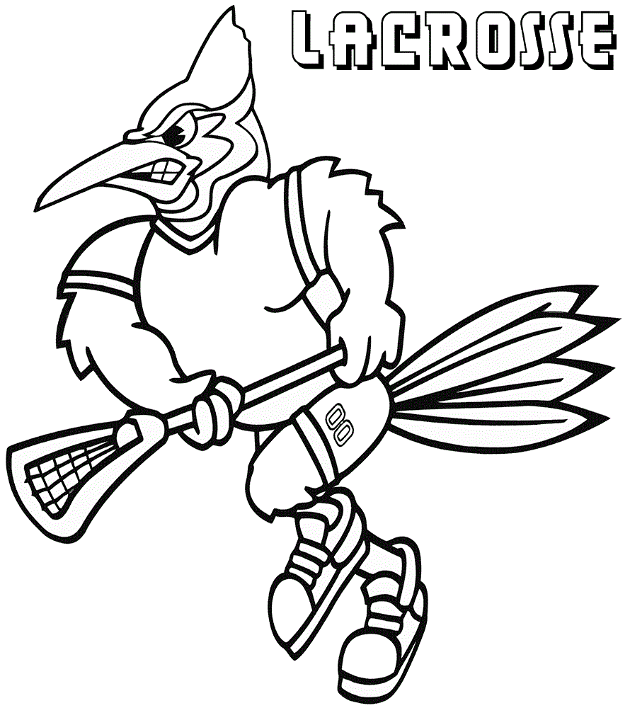 Cartoon Rooster Playing Lacrosse