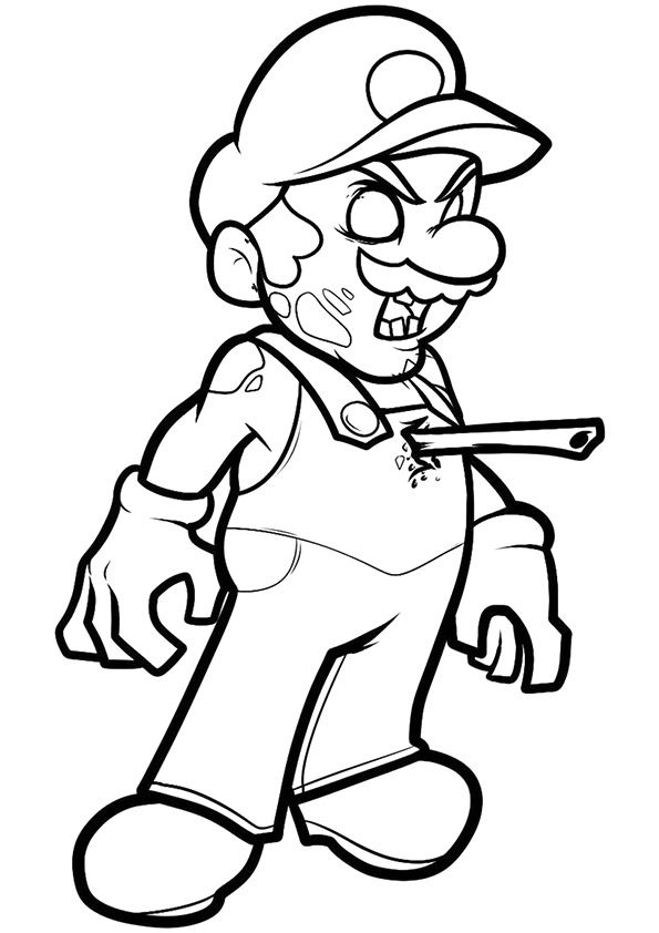 Zombie Mario - Coloring Pages