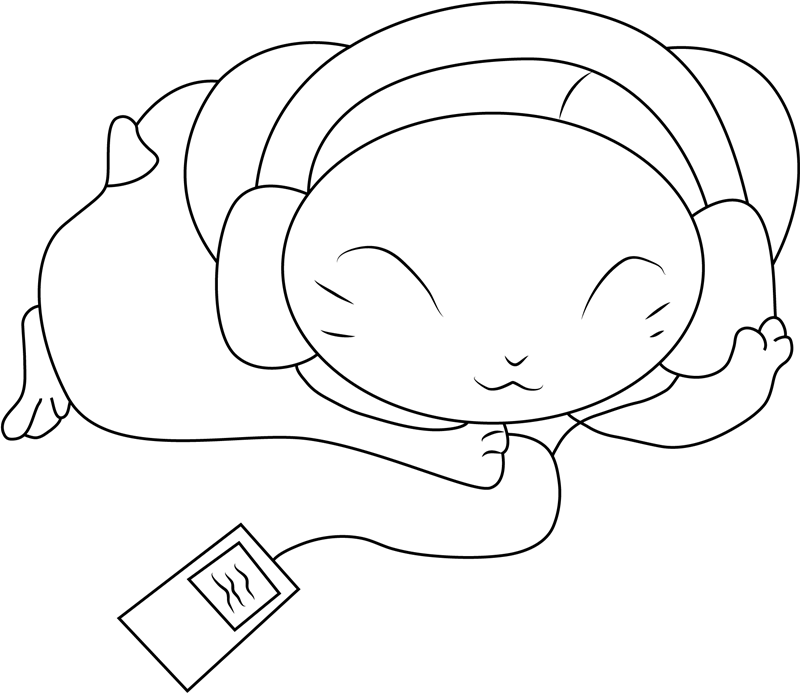 Hamtaro Listening To Music Coloring Page - Free Printable Coloring ...