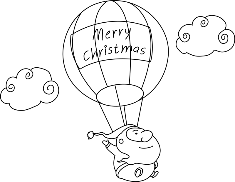 Santa Claus On The Balloon Coloring Page - Free Printable Coloring