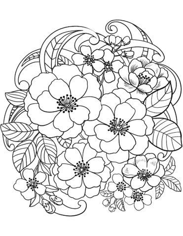 blooming flowers coloring page free printable coloring pages for kids