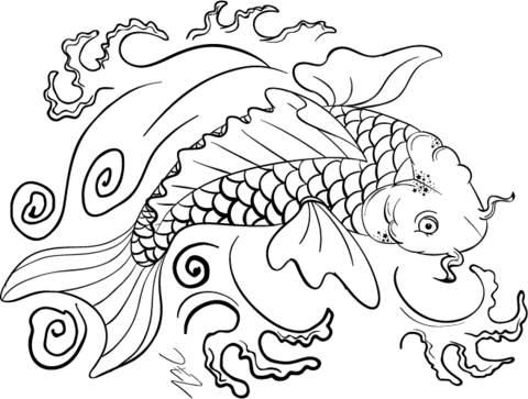 A Beautiful Koi Carp Coloring Page Free Printable Coloring Pages For Kids