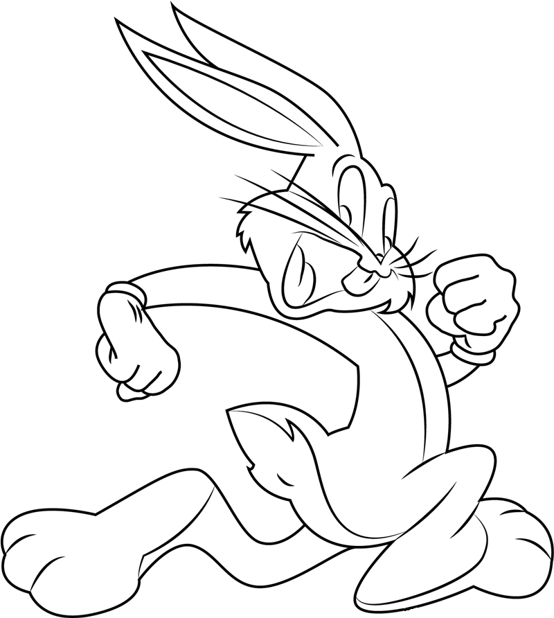 bugs bunny running fast coloring page  free printable