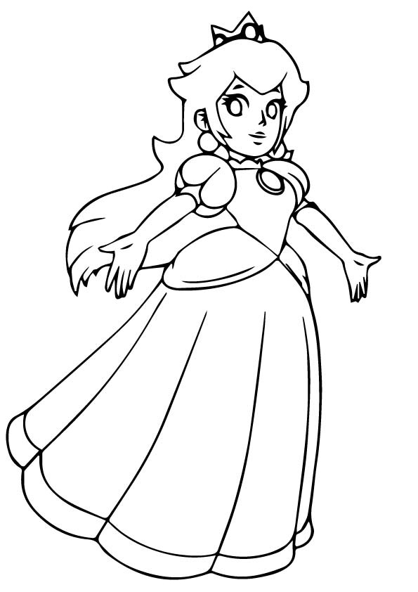 Mario Princess Peach Coloring Pages To Print : Super Mario Brothers