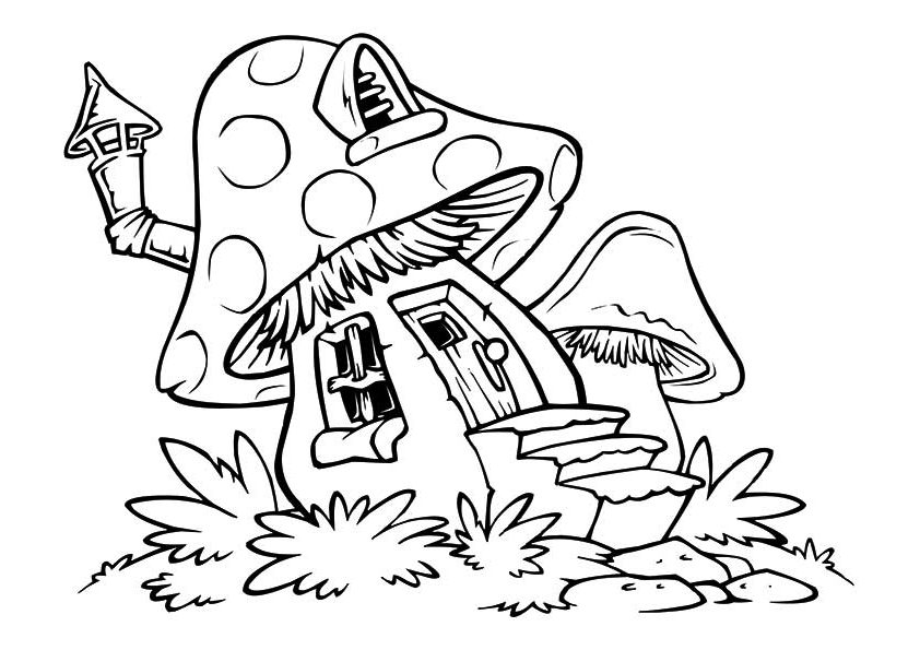 Cute Mushroom House Coloring Pages - Blog Wurld Home Design Info