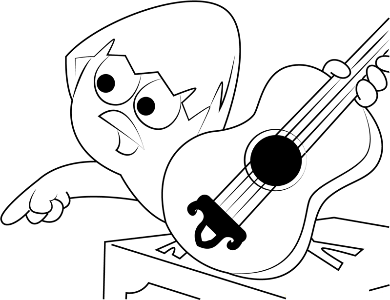 Calimero Playing Guitar Coloring Page - Free Printable Coloring Pages