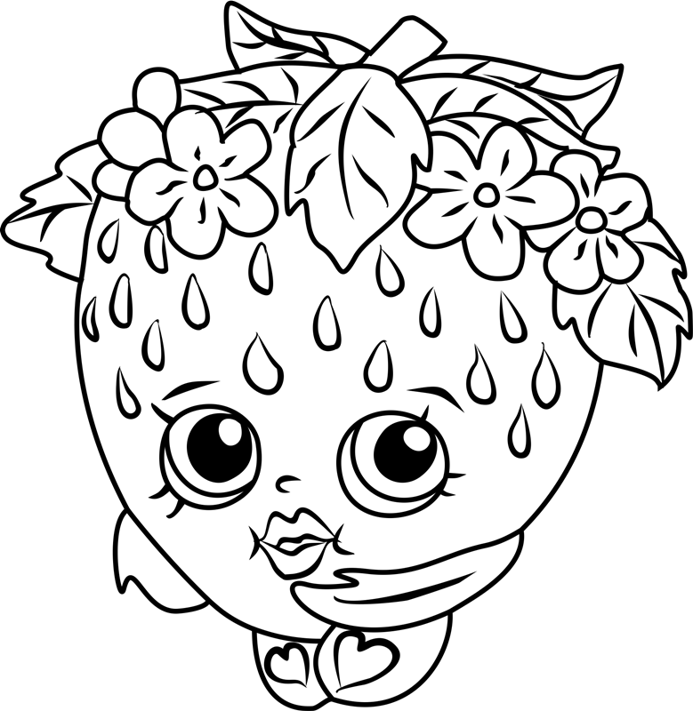 strawberry kiss from shopkins coloring page  free printable