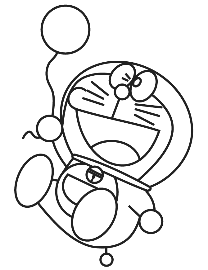 Doraemon With A Balloon Coloring Page Free Printable Coloring Pages