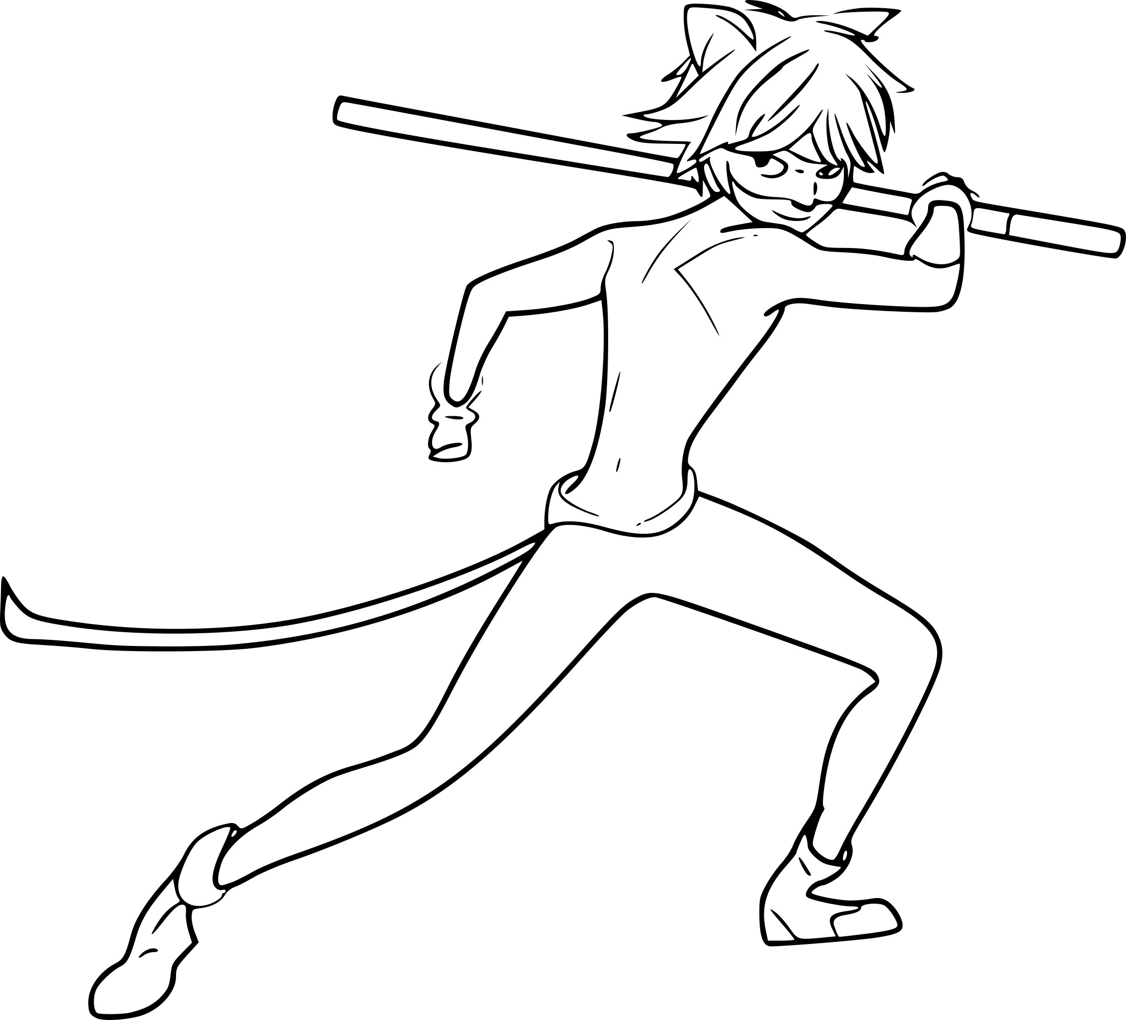 Cat Noir Fighting Coloring Page Free Printable Coloring Pages For Kids