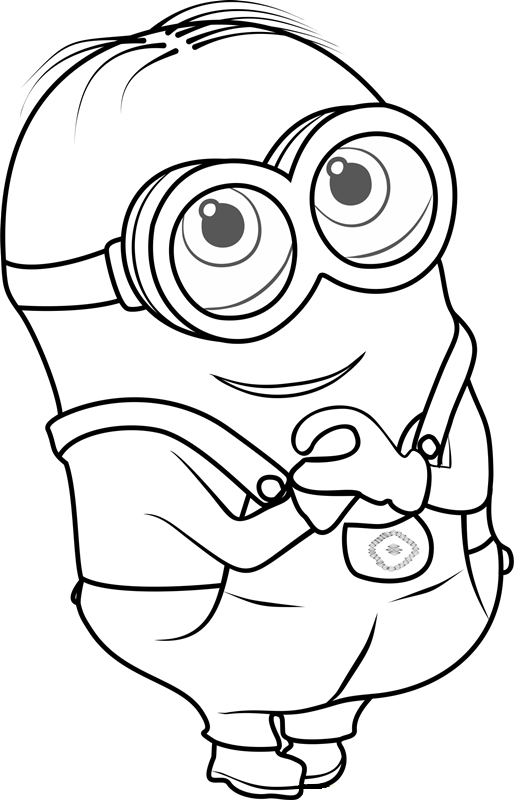 Happy Minion Dave Coloring Page - Free Printable Coloring Pages for Kids
