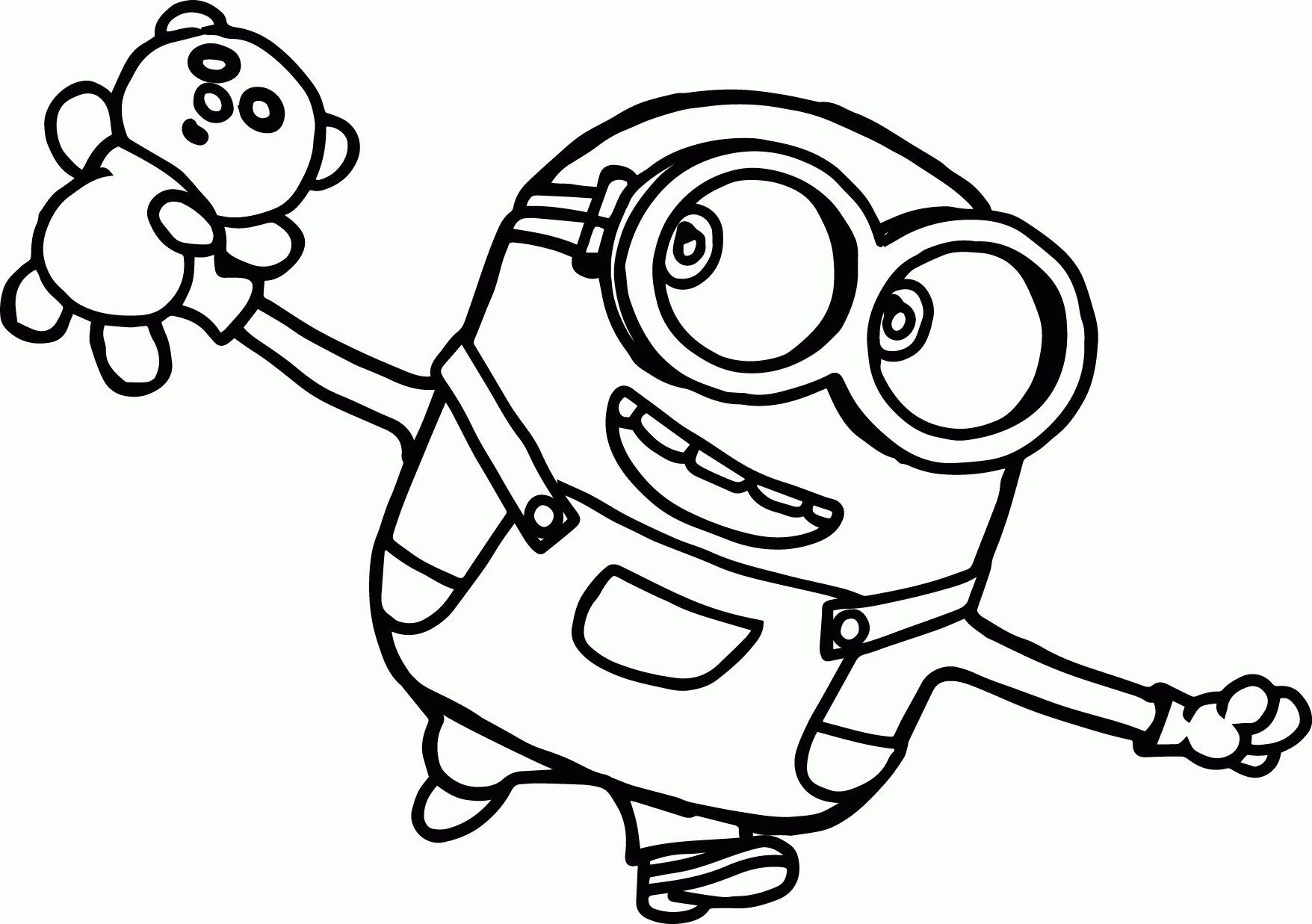 Minion Bob With Teddy Coloring Page   Free Printable Coloring ...