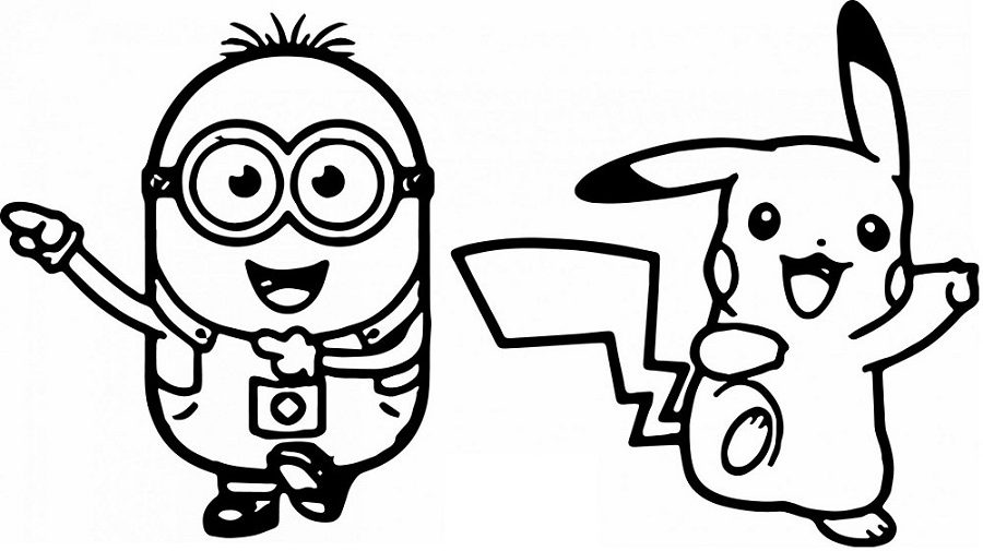 minion and pikachu coloring page free printable coloring pages for kids
