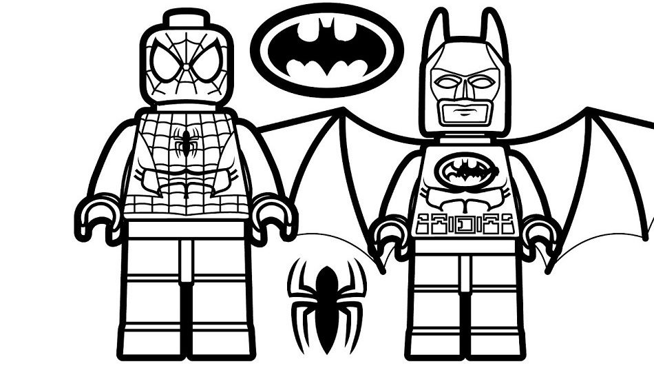 Lego Spiderman And Lego Batman Coloring Page - Free Printable Coloring Pages  for Kids