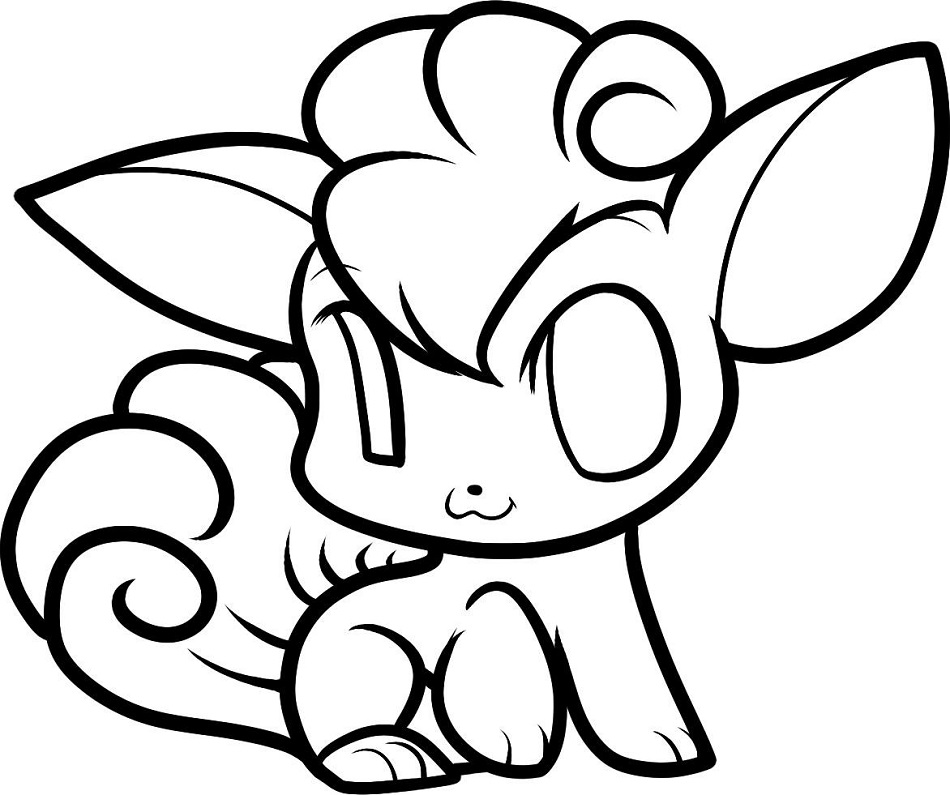 Chibi Vulpix Pokemon Coloring Page - Free Printable Coloring Pages for Kids