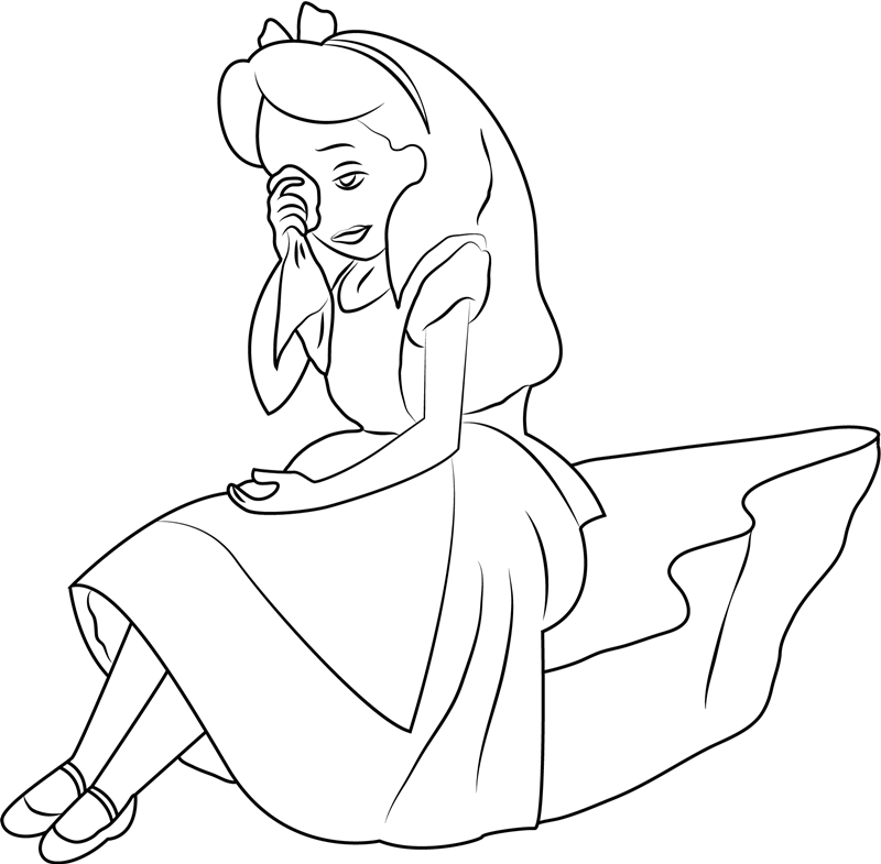 Alice Is Crying Coloring Page - Free Printable Coloring Pages for Kids
