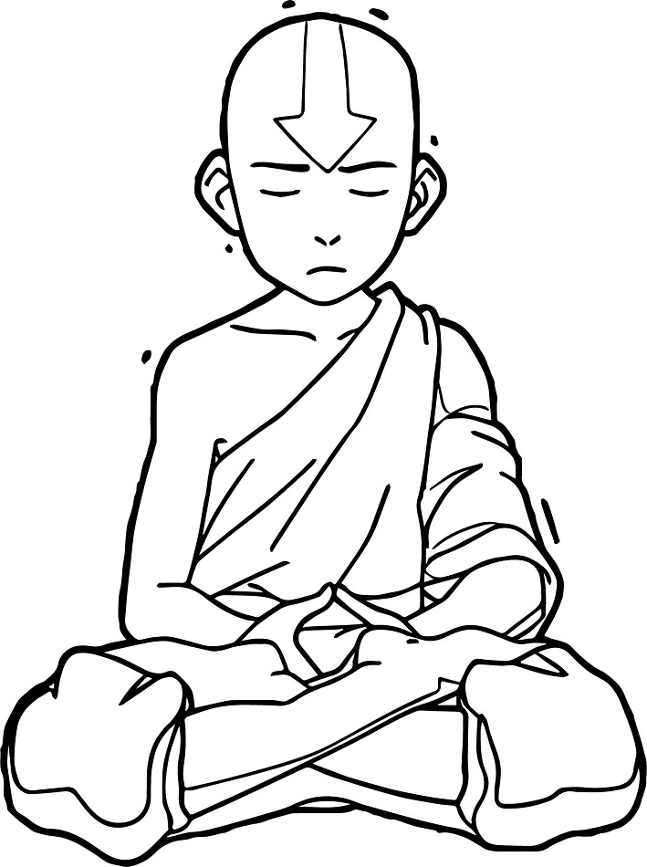 Aang Is Meditating Coloring Page - Free Printable Coloring Pages for Kids