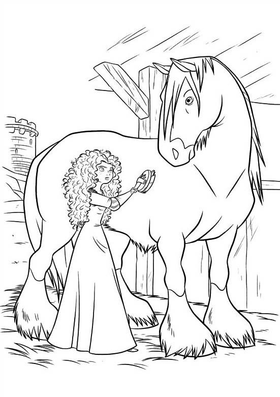 Merida Bathing For Angus Coloring Page Free Printable Coloring Pages For Kids