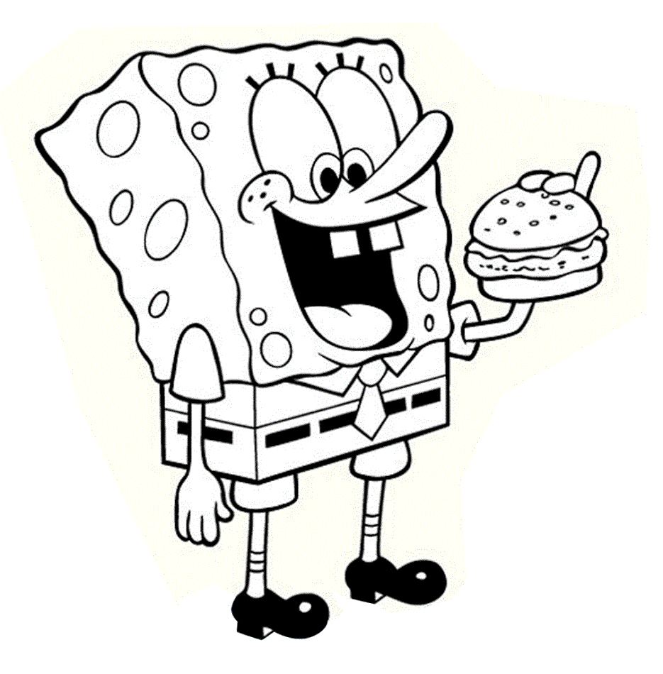 Bob Esponja comendo hambúrguer