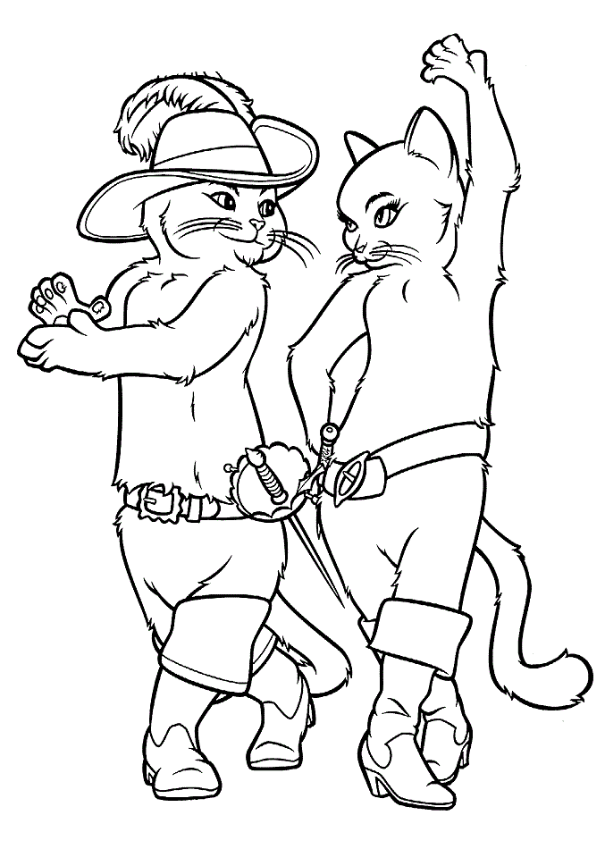 Download Puss And Kitty Coloring Page - Free Printable Coloring Pages for Kids