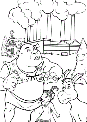 Download Shrek With Donkey And Puss Coloring Page - Free Printable Coloring Pages for Kids