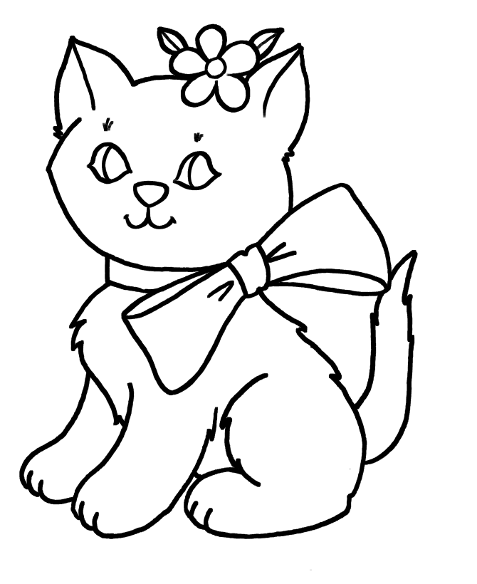 Download Cat With Bow Coloring Page Free Printable Coloring Pages For Kids