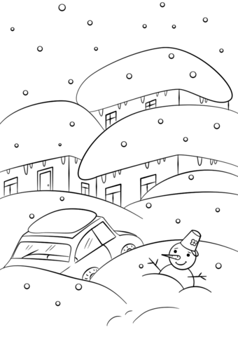 village in winter coloring page  free printable coloring