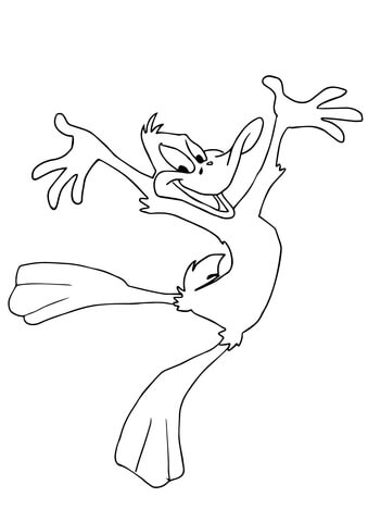 Daffy Duck Jumping Coloring Page - Free Printable Coloring Pages for Kids