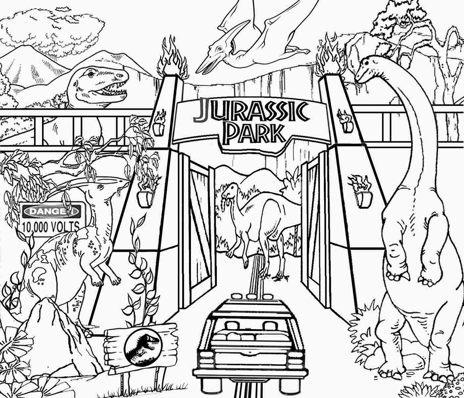 Jurassic Park Entrance Coloring Page - Free Printable Coloring Pages ...