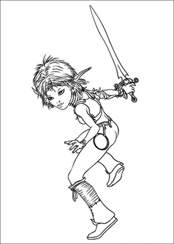 Selenia Fighting Coloring Page - Free Printable Coloring Pages for Kids