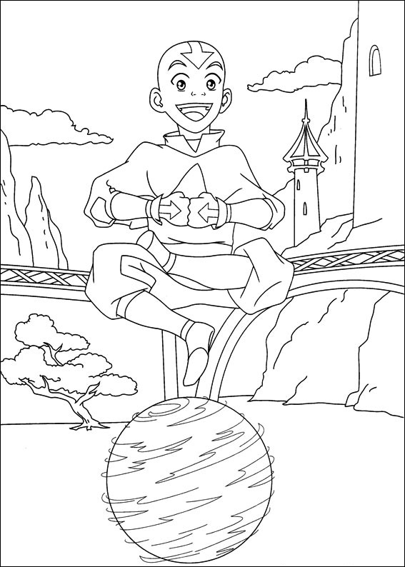Aang On Airball Coloring Page - Free Printable Coloring Pages for Kids