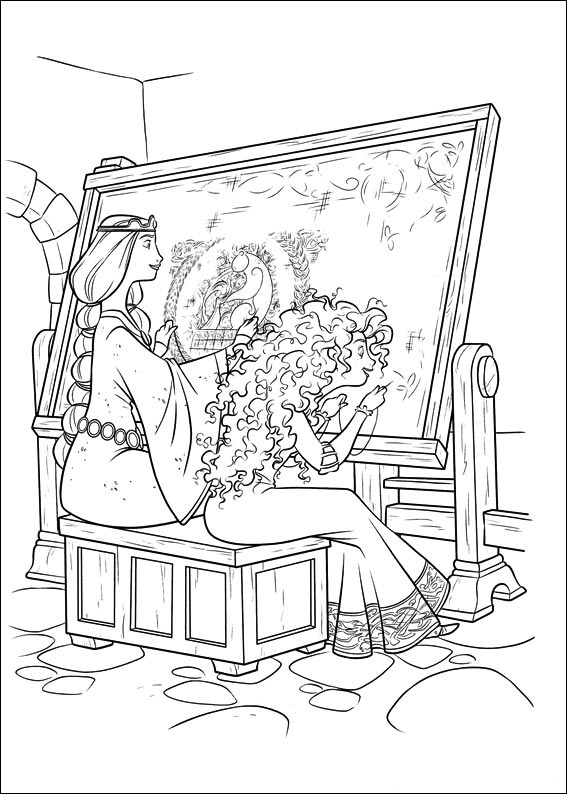 Elinor And Merida Embroidering Coloring Page - Free Printable Coloring