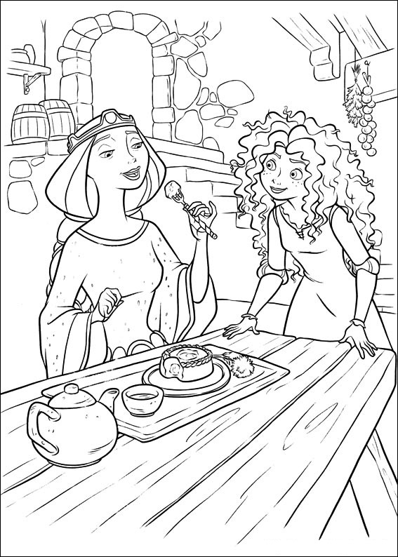 Download Elinor Eeating With Merida Coloring Page - Free Printable Coloring Pages for Kids