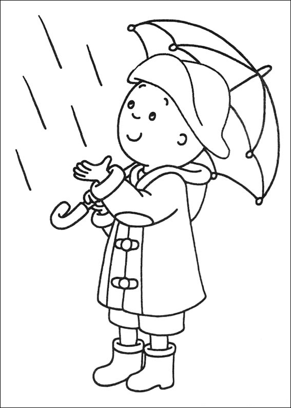 Caillou In The Rain Coloring Page - Free Printable Coloring Pages for Kids