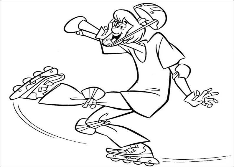 Shaggy Rollverblading Coloring Page - Free Printable Coloring Pages for